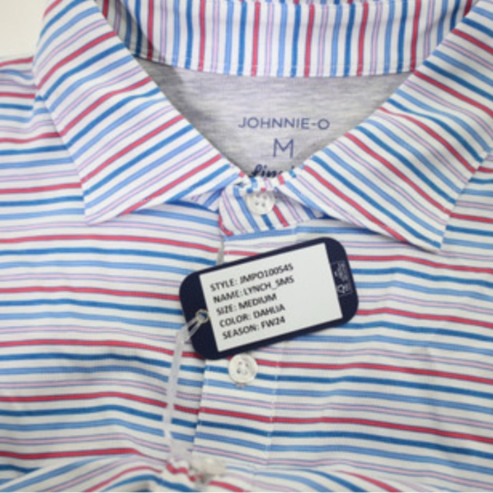 Johnnie-O Blue and Red Striped Polo Shirt